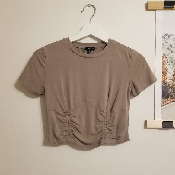 Dynamite cropped corset tee - taupe - Picture 2 of 5
